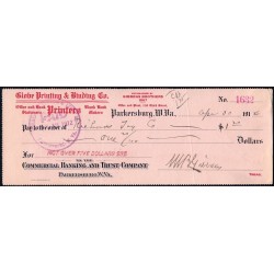 Etats Unis - Chèque - Commercial Bankung and Trust Co - 1914 - Etat : TTB+