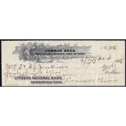 Etats Unis d'Amérique - Chèque - Citizens National Bank - 1908 - Etat : TTB