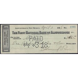 Etats Unis d'Amérique - Chèque - The First National Bank Albuquerque - 1926 - Etat : SPL
