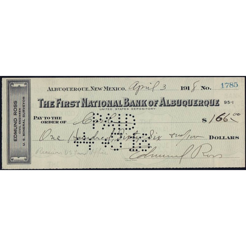 Etats Unis - Chèque - The First National Bank Albuquerque - 1926 - Etat : SPL