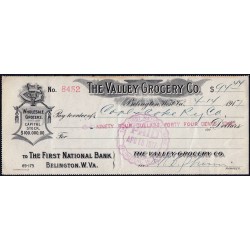 Etats Unis - Chèque - The First National Bank Belington - 1917 - Etat : TTB