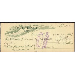 Etats Unis d'Amérique - Chèque - First National Bank Girardville - 1907 - Etat : TTB