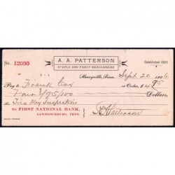 Etats Unis d'Amérique - Chèque - First National Bank Lawrenceburg - 1906 - Etat : TTB