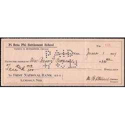 Etats Unis - Chèque - First National Bank Lincoln - 1917 - Etat : SUP