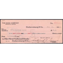 Etats Unis d'Amérique - Chèque - The First National Bank Parkersburg - 1926 - Etat : SUP