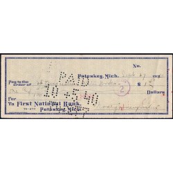 Etats Unis - Chèque - First National Bank Petoskey - 1940 - Etat : SUP