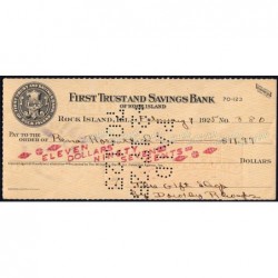 Etats Unis d'Amérique - Chèque - First Trustand Savings Bank - 1925 - Etat : SUP