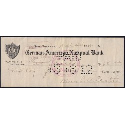 Etats Unis d'Amérique - Chèque - German-American National Bank - 1912 - Etat : TTB