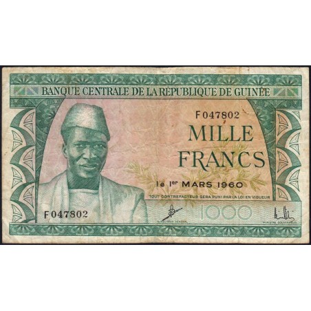 Guinée - Pick 15a - 1'000 francs - Série F - 01/03/1960 - Etat : TB