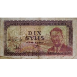 Guinée - Pick 16 - 10 sylis - Série GR - 1971 - Etat : TB-