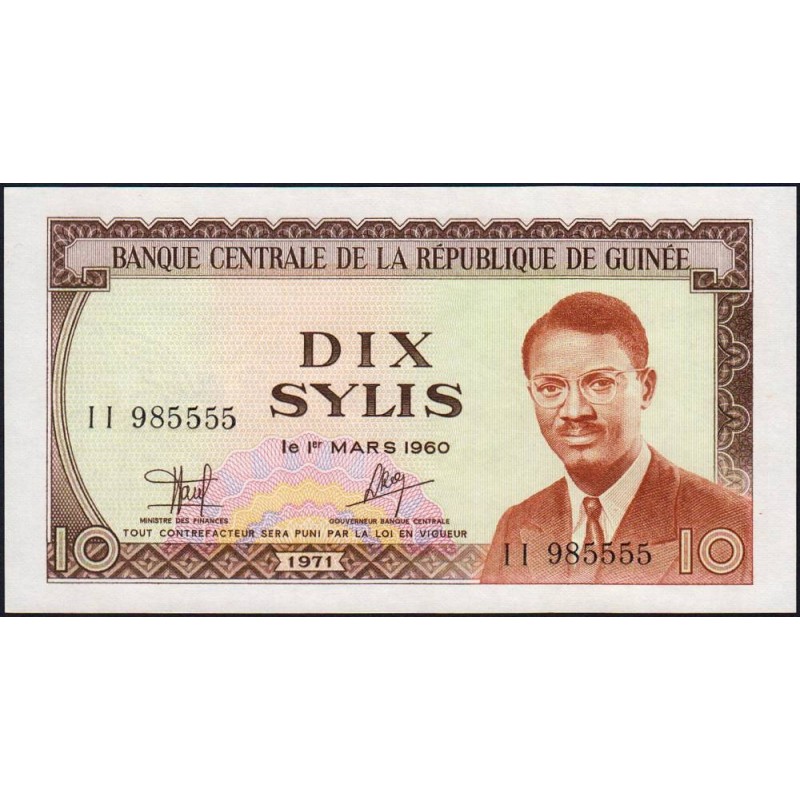 Guinée - Pick 16 - 10 sylis - Série II - 1971 - Etat : NEUF