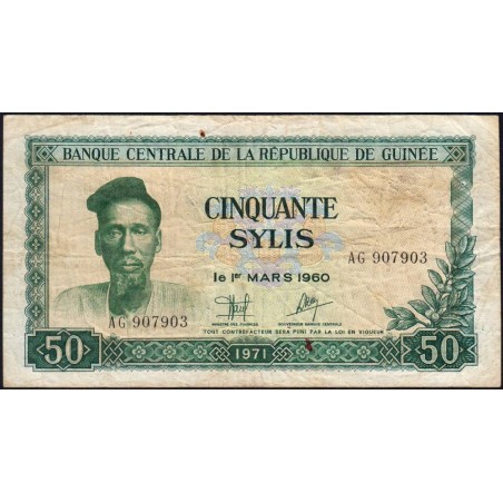 Guinée - Pick 18 - 50 sylis - Série AG - 1971 - Etat : TB