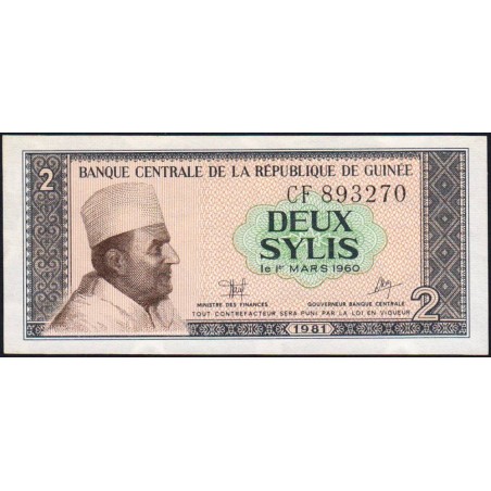 Guinée - Pick 21a - 2 sylis - Série CF - 1981 - Etat : NEUF