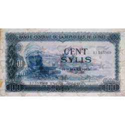 Guinée - Pick 26a - 100 sylis - Série AJ - 1980 - Etat : SUP