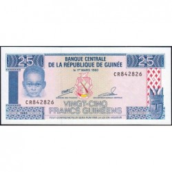 Guinée - Pick 28a - 25 francs guinéens - Série CR - 1985 - Etat : NEUF