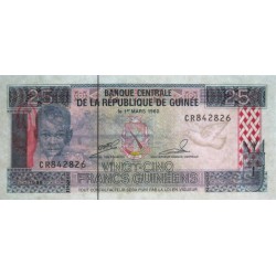 Guinée - Pick 28a - 25 francs guinéens - Série CR - 1985 - Etat : NEUF