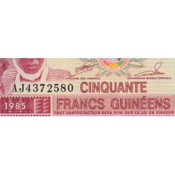 Guinée - Pick 29a - 50 francs guinéens - Série AJ - 1985 - Etat : NEUF