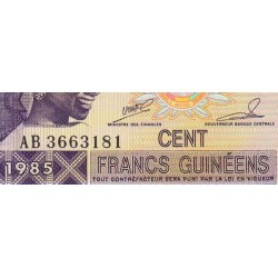 Guinée - Pick 30a_1 - 100 francs guinéens - Série AB - 1985 - Etat : NEUF