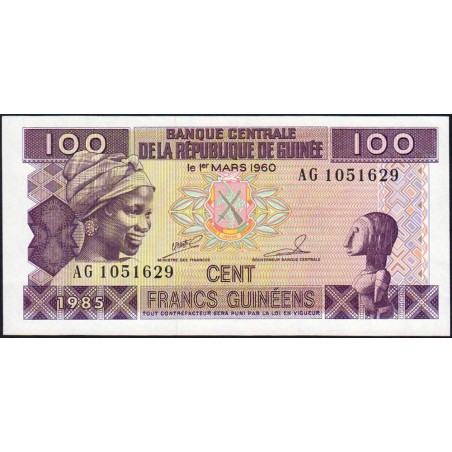 Guinée - Pick 30a_1 - 100 francs guinéens - Série AG - 1985 - Etat : pr.NEUF