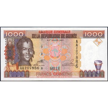 Guinée - Pick 37 - 1'000 francs guinéens - Série AA - 1998 - Etat : SPL+