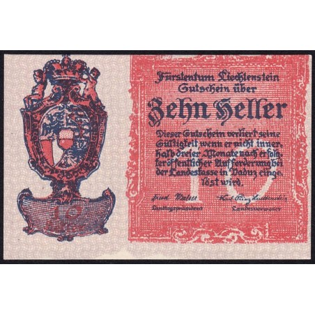 Liechtenstein - Pick 1 - 10 heller - 1920 - Etat : NEUF