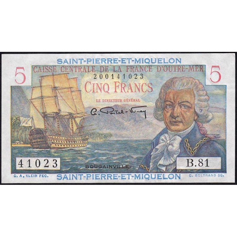 St-Pierre et Miquelon - Pick 22_2 - 5 francs - Série B.81 - 1953 - Etat : pr.NEUF