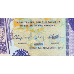 Belize - Pick 66d - 2 dollars - Série DJ - 01/11/2011 - Etat : pr.NEUF