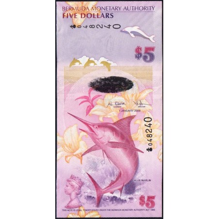 Bermudes - Pick 58a - 5 dollars - Série "oignon" - 01/01/2009 - Etat : SPL