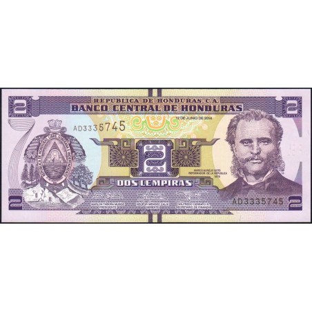 Honduras - Pick 97b - 2 lempiras - Série AD - 12/06/2014 - Etat : NEUF