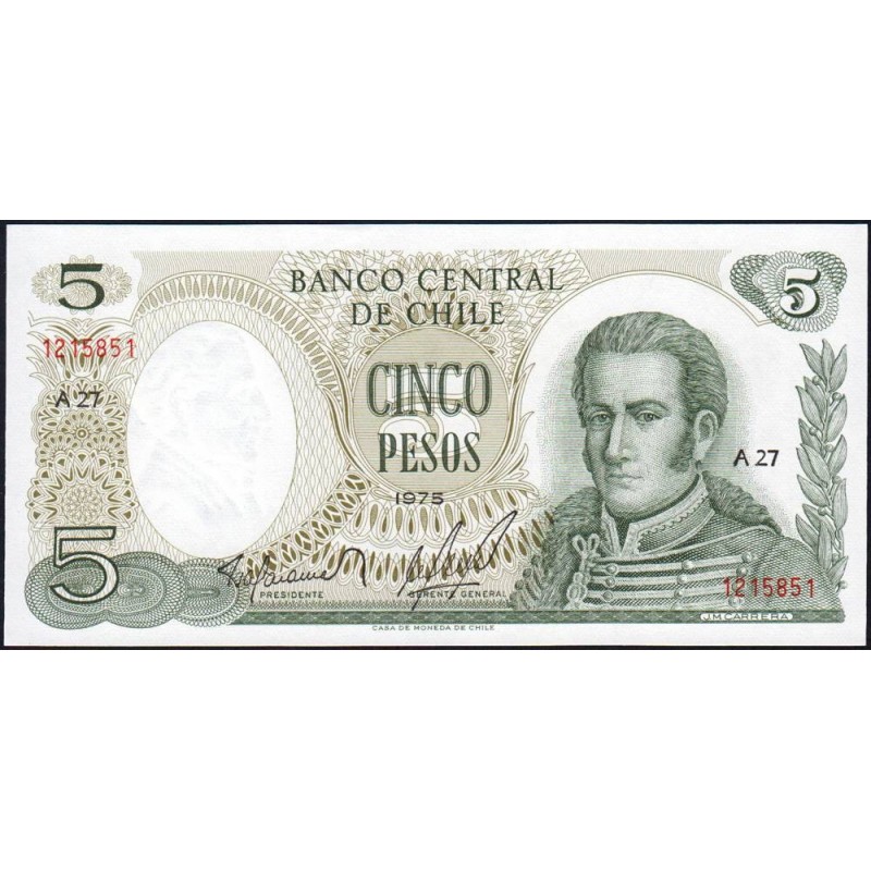 Chili - Pick 149a - 5 pesos - Série A 27 - 1975 - Etat : NEUF