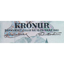 Islande - Pick 44a_12 - 100 kronur - Série DA - Loi 1961 (1965) - Etat : NEUF