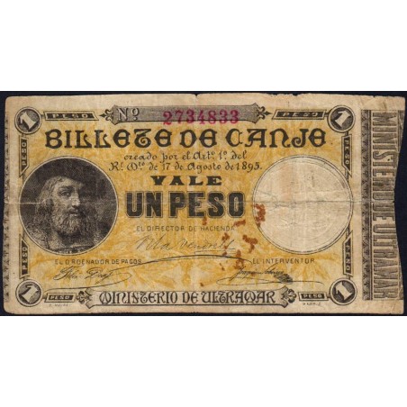 Porto Rico - Pick 7b - 1 peso - Sans série - 17/08/1895 - Etat : TB