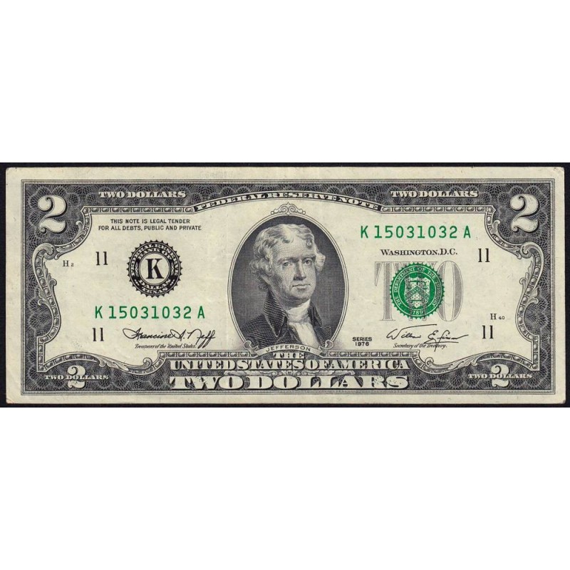 Etats Unis - Pick 461 - 2 dollars - Série K A - 1976 - Dallas - Etat : TTB+