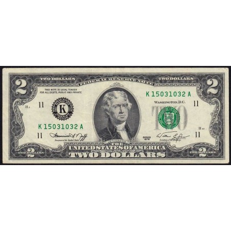Etats Unis - Pick 461 - 2 dollars - Série K A - 1976 - Dallas - Etat : TTB+