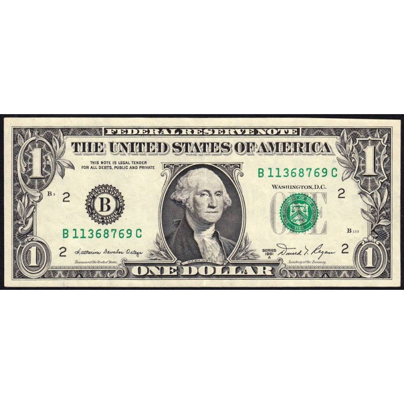 Etats Unis - Pick 468b - 1 dollar - Série B C - 1981 A - New York - Etat : SUP