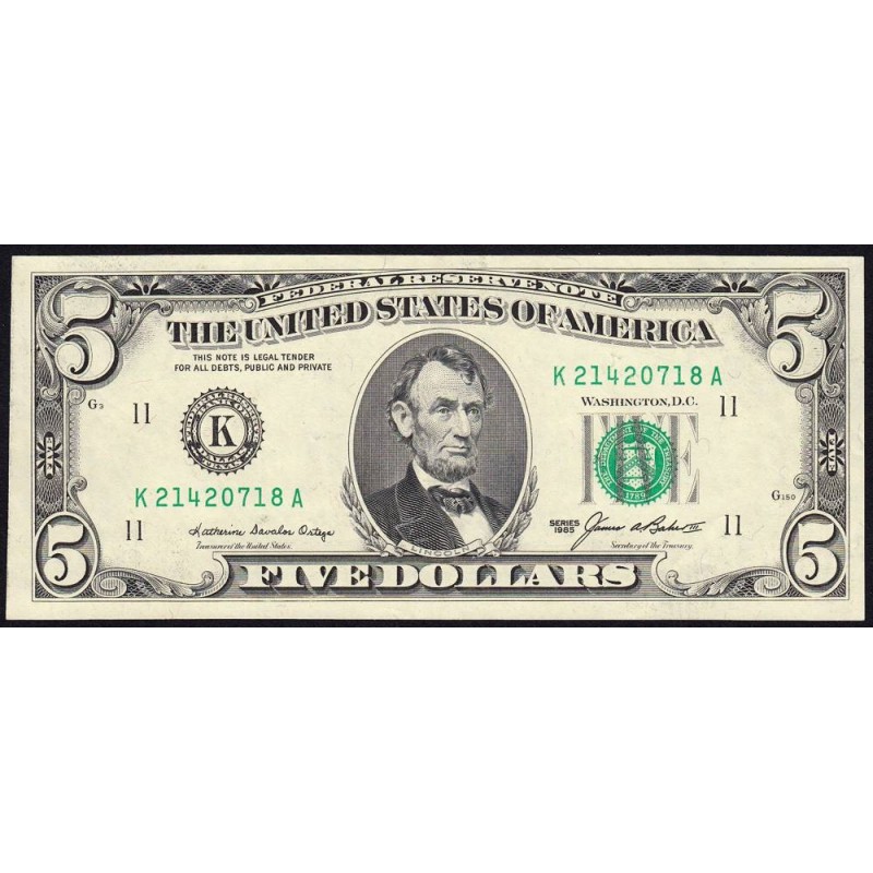 Etats Unis - Pick 475 - 5 dollars - Série K A - 1985 - Dallas - Etat : SUP
