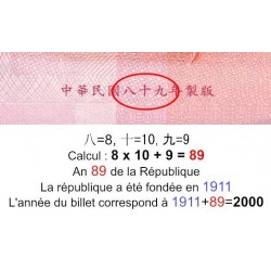 Chine - Taiwan - Pick 1991 - 100 yüan - Série BR XD - 2000 - Etat : NEUF