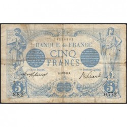 F 02-08 - 09/08/1912 - 5 francs - Bleu - Série O.772 - Etat : TB-