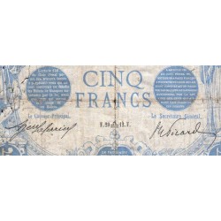 F 02-09 - 20/09/1912 - 5 francs - Bleu - Série B.984 - Etat : B-