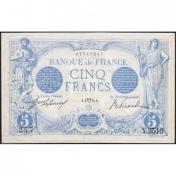 F 02-22 - 01/04/1914 - 5 francs - Bleu - Série Y.3510 - Etat : TTB+