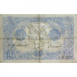 F 02-27 - 04/05/1915 - 5 francs - Bleu - Série V.5557 - Etat : TTB-