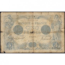 F 02-29 - 16/07/1915 - 5 francs - Bleu - Série H.6744 - Etat : AB