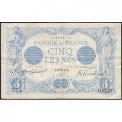 F 02-32 - 22/10/1915 - 5 francs - Bleu - Série Q.8427 - Etat : TTB-