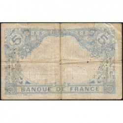 F 02-33 - 27/11/1915 - 5 francs - Bleu - Série Q.9021 - Etat : TB-