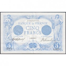 F 02-35 - 24/01/1916 - 5 francs - Bleu - Série A.9971 - Etat : SUP+ à SPL