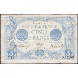 F 02-43 - 25/09/1916 - 5 francs - Bleu - Série N.14080 - Etat : TB+
