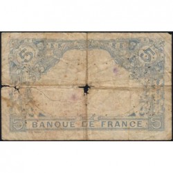 F 02-44 - 03/10/1916 - 5 francs - Bleu - Série Q.14220 - Etat : AB