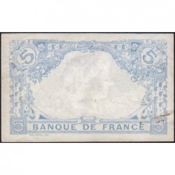 F 02-44 - 12/10/1916 - 5 francs - Bleu - Série V.14367 - Etat : TTB