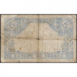 F 02-44 - 16/10/1916 - 5 francs - Bleu - Série Q.14423 - Etat : B