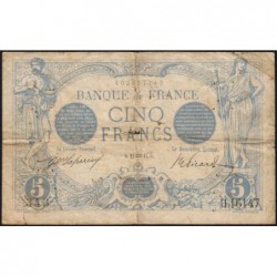 F 02-47 - 27/01/1915 - 5 francs - Bleu - Série H.16147 - Etat : B+-